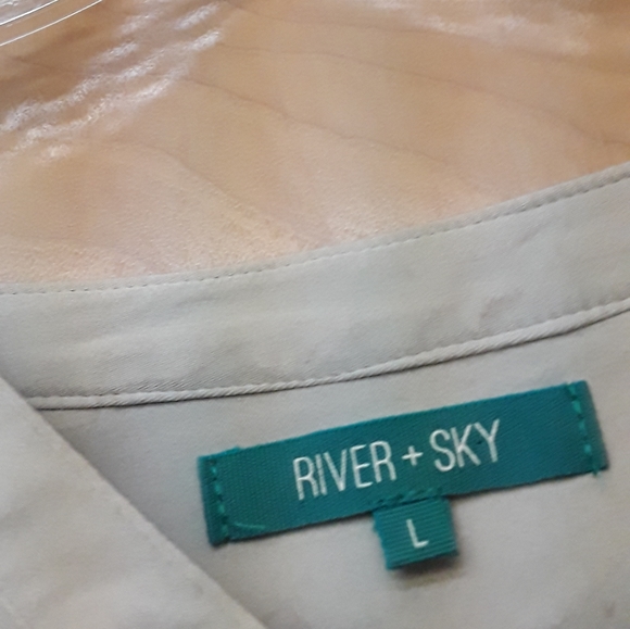 River Sky Grey high low boho tie dye ombre laagenlook tunic top L - Picture 8 of 11